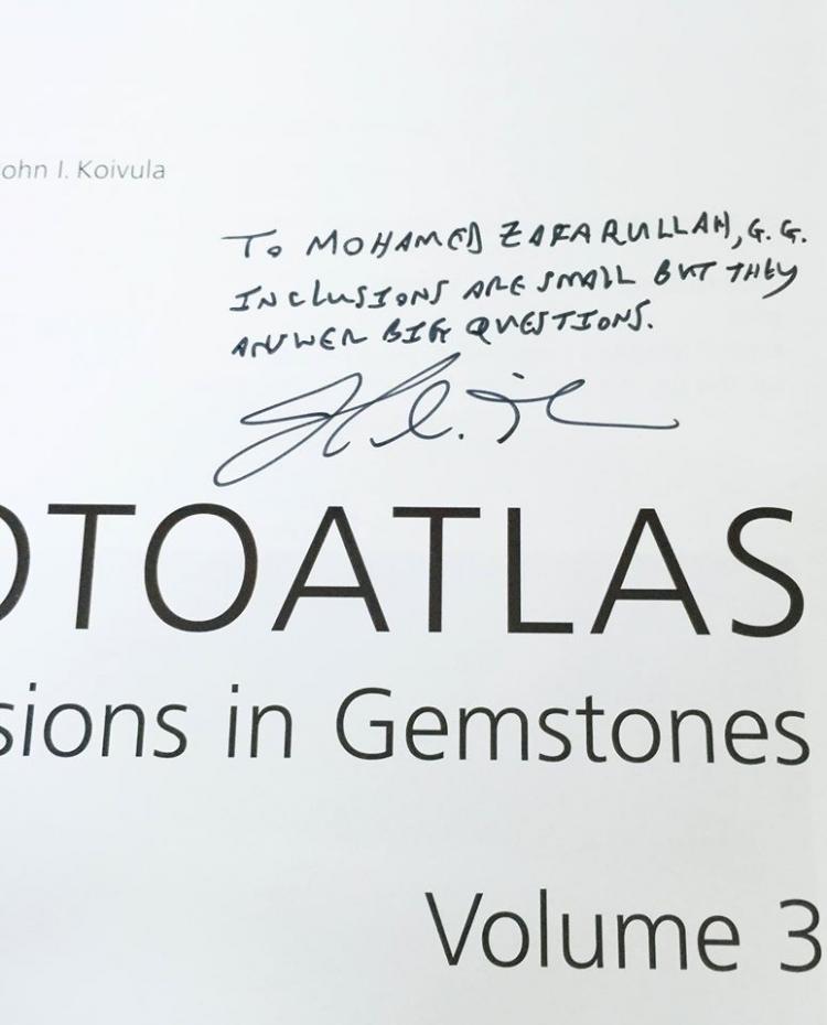 From The Father of Inclusions - John I. Koivula, presenting us with this amazing PhotoAtlas book, in 2010.   Brief introduction about John I. Koivula 